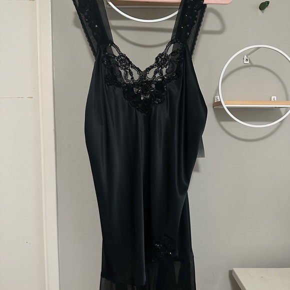 Vintage Christian Dior Black Embellished Slip Dress
